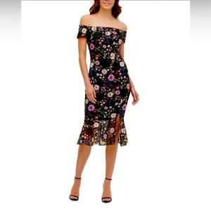 Guess party dress. Off the shoulder, wiggle, stretch, fishtail hem. Size 12